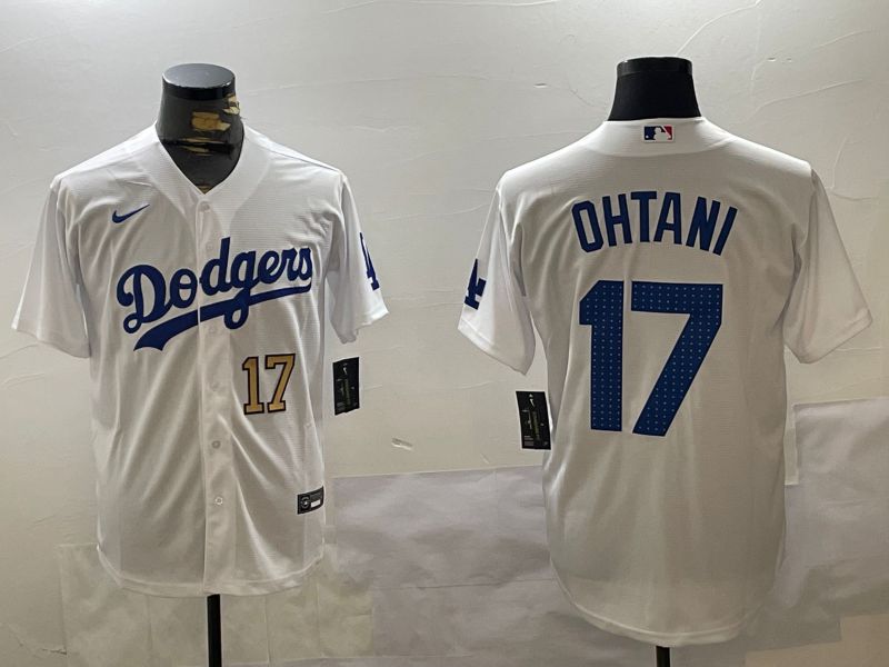 Men Los Angeles Dodgers #17 Ohtani White Game 2024 Nike MLB Jersey style 11204